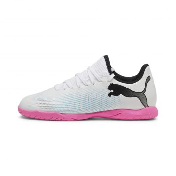 Puma Youth Future 7 Play Jr. Indoor Soccer Shoes - White / Pink